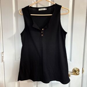 🖤 Yidarton Black Sleeveless Button-Up Henley Tank | Size M